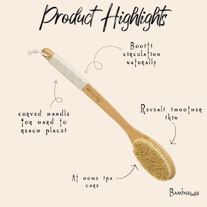 Bamboo Shower Brush with Natural Sisal Bristle: Dry Brush For Bath image 4
