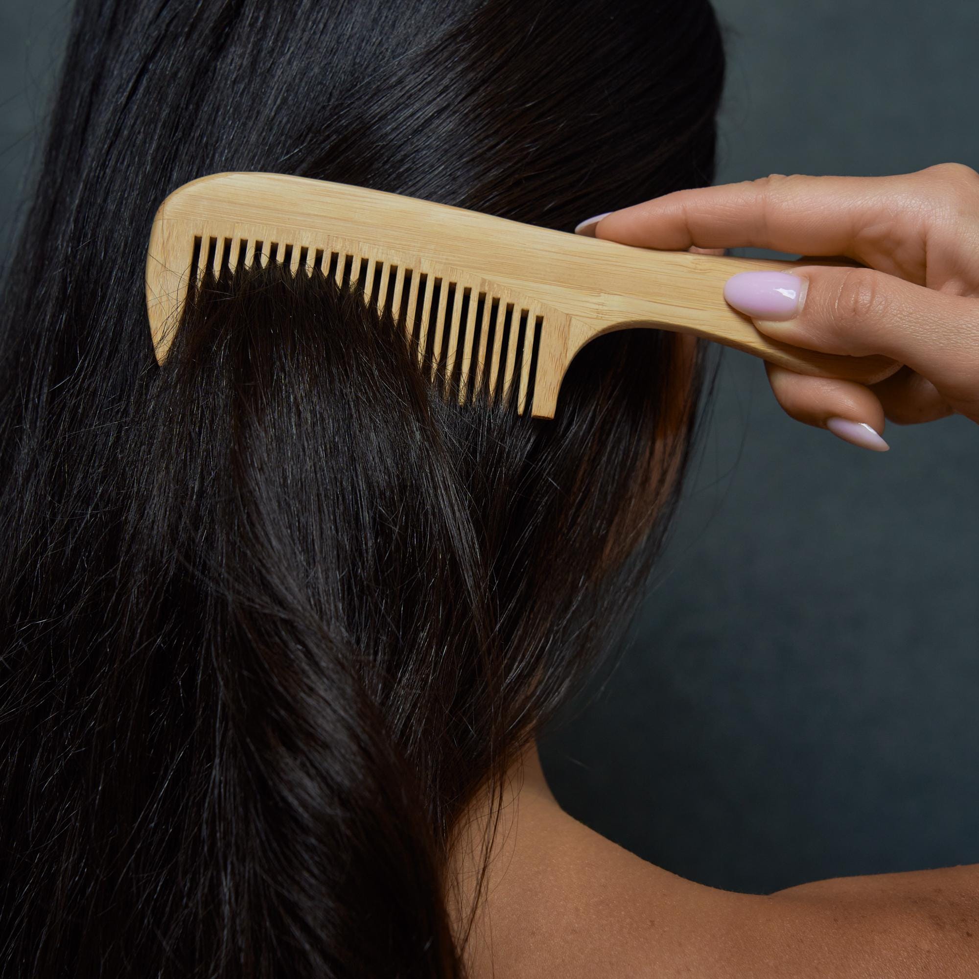 Bamboo Hair Comb With Handle: Eco-friendly Detangling - Etsy