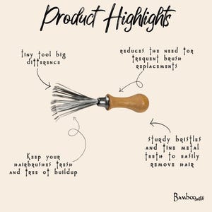 Bamboo Wire Brush Cleaner: Hairbrush Comb Cleaning Tool image 7