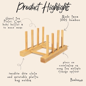 Bamboo Drying Rack: Earth Friendly Dish Drying | Minimalist Counter Top image 4