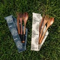 Coconut Utensil Set: Sustainable Travel Cutlery with Pouch
