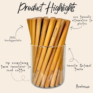10 Reusable Bamboo Drinking Straws, Zero Waste, Sustainable, Compostable, Earth Friendly Bild 7