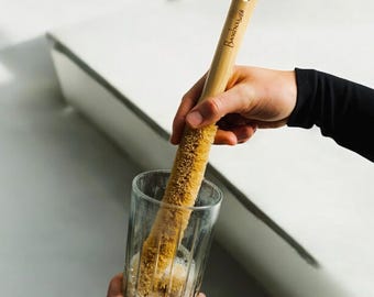 XL Bamboo Drink Ware Brush | For Bottles & Cups | Natural Sisal Bristles, Plastic-Free