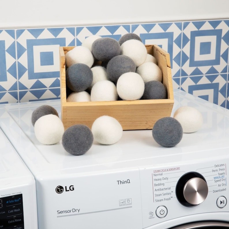 XL Organic Wool Dryer Balls (Set of 6) - Handmade, Natural Fabric Softener