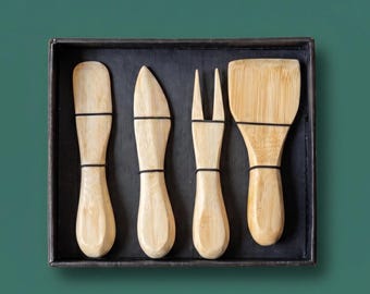 Bamboo Cheese Knife Set in Gift Box | Eco-Friendly Cheese Tools for Charcuterie Boards