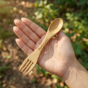 Bamboo Spork: Reusable Spoon-Fork for Camping & Travel