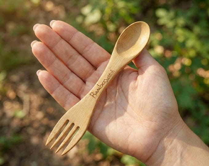 Bamboo Spork: Reusable Spoon-Fork for Camping & Travel