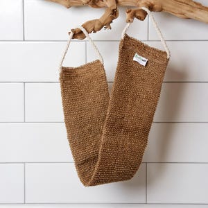 Natural Sisal Back Scrubber Strap – Exfoliating Linen Back Scrub for Shower & Bath