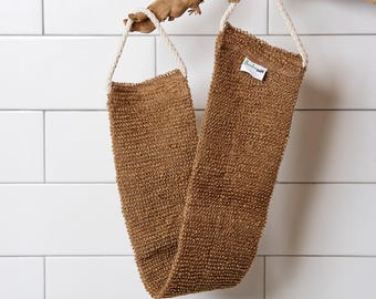 Natural Sisal Back Scrubber Strap – Exfoliating Linen Back Scrub for Shower & Bath