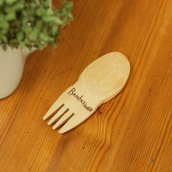 Mini Bamboo Sporks | Spork Fork In One | Camping | Hiking | Low Waste Travel | Compostable | Earth Friendly | Lightweight Utensil Cutlery