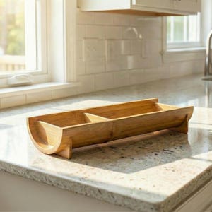 Bamboo Tray with Dual Compartments | Wooden Serving Tray for Dips, Snacks, Nuts, & Appetizers