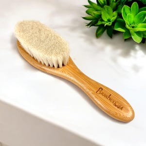 Baby Hair Brush | Soft Goat Hair Bristles and Bamboo Handle | Eco Friendly Baby Gift