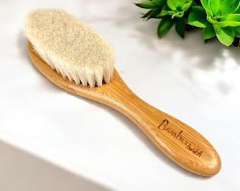 Baby Hair Brush | Soft Goat Hair Bristles and Bamboo Handle | Eco Friendly Baby Gift