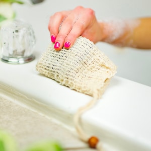 Exfoliating Sisal Soap Saver Bag |  Earth Friendly Soap Bag for Zero Waste Bathroom | Plant-Based Washcloth | Sustainable Gift Idea