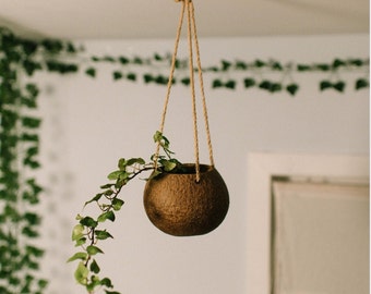 Kokosplanter met natuurlijk jutetouw | Aardevriendelijk | Handgemaakte plantenbak | Composteerbaar | Home Planten | Inwijdingsfeest geschenken