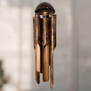 Large Half Coconut and Bamboo Wind Chime | Handmade | Eco-friendly