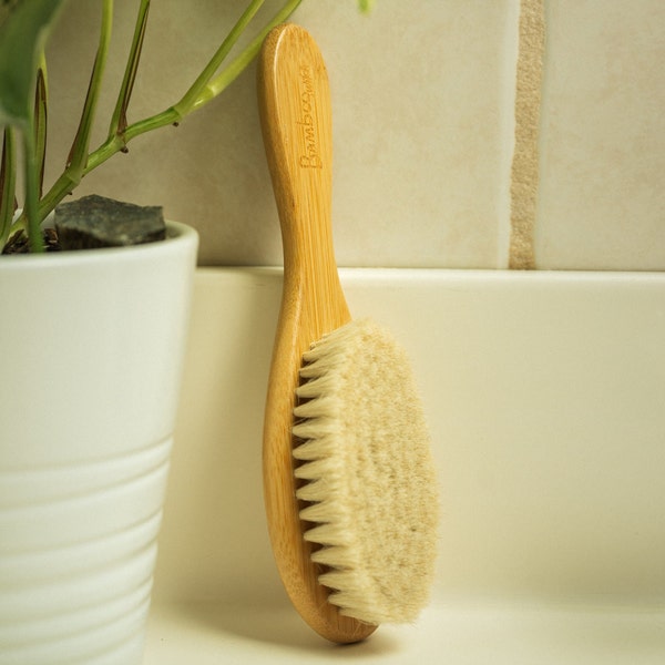 Baby Bamboo Hairbrush | Ethically Sourced Goat Hair Bristles | Soft on Scalp | Ultra Smooth Brush | Baby Gift | Baby Shower | Eco Friendly