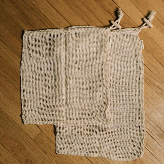2 Pack Organic Cotton Mesh Produce Bags Stocking Stuffer Reusable Multipurpose Bag Plastic Free Zero Waste Eco Friendly Etsy UK