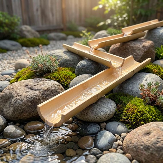 Bamboo Water Channel Toy | Outdoor Water Play Track for Kids & Adults | Zen Garden