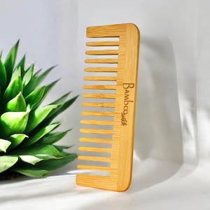 Bamboo Wide Tooth Detangling Comb | Natural | Plastic Free | Curly Hair | Compostable
