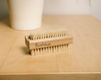 Bamboo Vegan Nail Brush | Natural Sisal Plant Based Bristles | Pedicure Brush | Natural Self Care Gift
