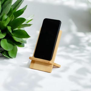Bamboo Phone Stand - Personalized Custom Phone Holder, Great for Crafting, Minimalist Wooden Desk Stand