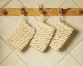 Set of 3 Handmade Sisal Soap Saver Bag | Earth Friendly | Compostable | Plant Based | Bathroom | Self Care | Sustainable Gift