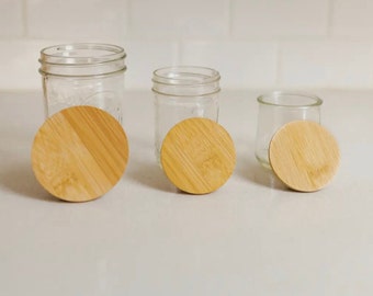 Standard Einmachglas Deckel | Bambus | Küche | Trink Ware | Zero Waste | Wiederverwendbarer Deckel | Einmachglas | Umweltfreundlich | Nachhaltig | Lebensmittelecht |