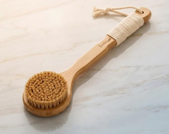 Bamboo Dry Brush: Sisal Bristles, Vegan Exfoliating Body Brush
