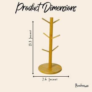 Bamboo Mug Tree | Kitchen Cup Stand | Plastic Free Kitchen Organization image 8
