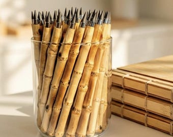 Pack of 10 Bamboo Root Alloy Pencil Set: Sustainable Writing Tools