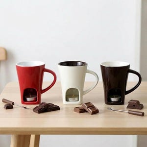 Ceramic Chocolate Fondue Mug with Candle Warmer