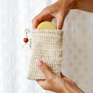 Handmade Sisal Soap Saver Bag Set: Natural Exfoliating Washcloth