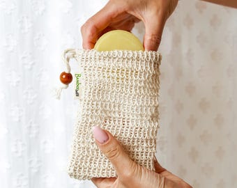Handmade Sisal Soap Saver Bag Set: Natural Exfoliating Washcloth