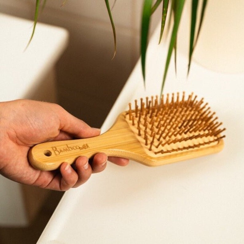 Organic Bamboo Paddle Hairbrush Plastic Free Hair Care Zero Etsy
