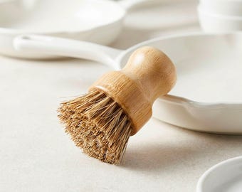 Set of 3 Bamboo Pot Scrubber, Eco-friendly Pan Brush, Natural Dish Cleaning Tool