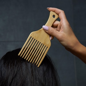 Pettine per capelli in bambù / Per capelli ricci e afro / Pettine per capelli naturale / Accessorio per capelli ecologico