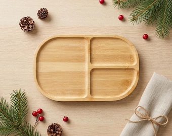 Bamboo Sectioned Plate: Divided Eco-Friendly Serving Tray