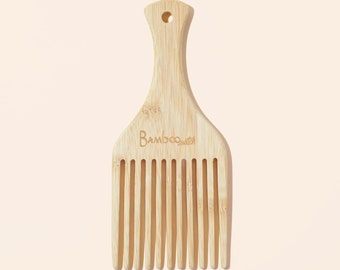 Customizable Bamboo Hair Pick | Natural | Compostable | For Curly to Afro Hair | Custom & Personalizable Hair Comb