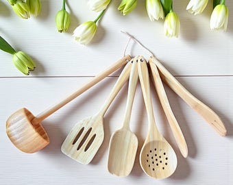 Kids Bamboo Cooking Utensil Set
