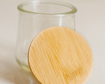 Oui Jar Lid / Bambú / Tarro de yogur / Alimentos seguros / Organización de la cocina / Tapa reutilizable / Sostenible / Cero residuos / Ecológico / Jar Saver /