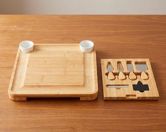Bamboo Charcuterie Board Set with Cheese Tools