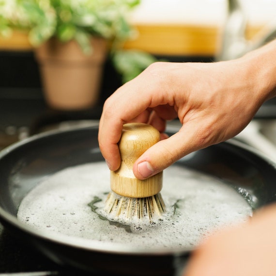 Bamboo Pot Scrubbers Sustainable Kitchen Scrubber Plastic Free Cast Iron  Scrubber Compostable Gift Ideas Natural Brush 