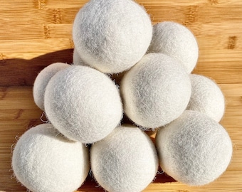 Organic White Dryer Balls | Reusable | Plastic Free | Zero Waste | Eco-Friendly | Natural | Handmade | Cotton Bag | Laundry | Gift Idea