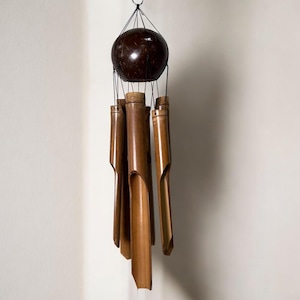 Whole Coconut and Bamboo Wind Chime | Natural | Eco-friendly | Tiki Bar | Natural Sounds | Travel Vibes