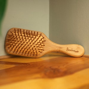 Customizable Bamboo Paddle Hairbrush | Plastic Free | Custom Hair Care | Zero Waste | Earth Friendly | Natural | Personalization | Gift