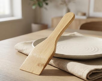 Bamboo Raclette Spatula: Natural Nonstick Cleaning Tool (Set of 4) | Grill Scraper