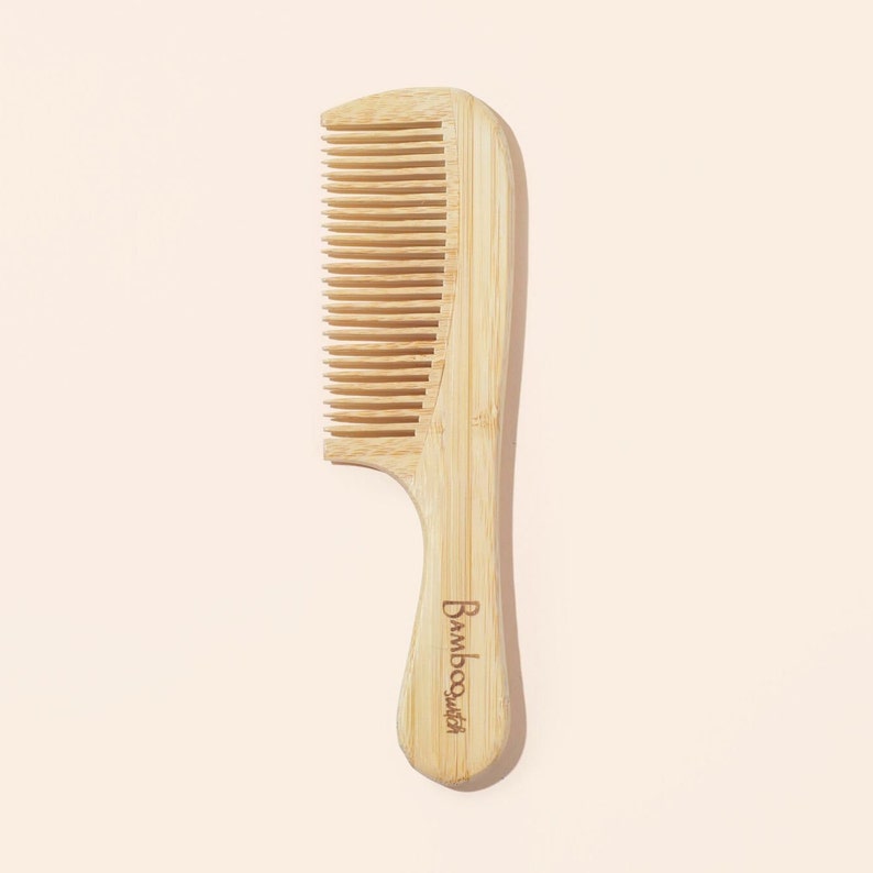 Bamboo Long Handle Comb Haircare Earth Friendly Sustainable Compostable Plant Based Bathroom Self Care Sustainable Gift image 1