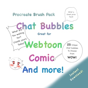 25 Awesome Speech Bubble Brush Pack for Procreate! Great for Webtoons, Comics, &more!