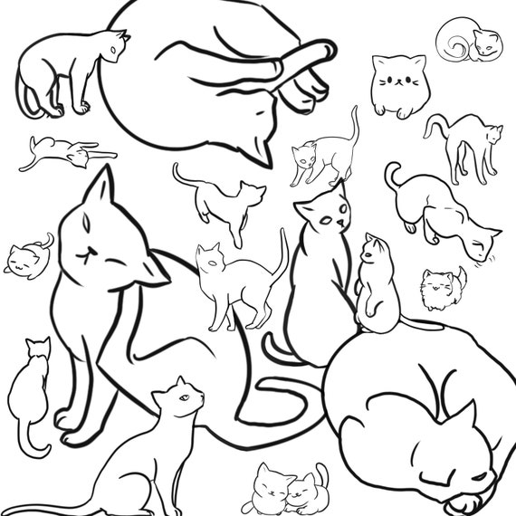 35 Cat Brush Stamps for Procreate Etsy